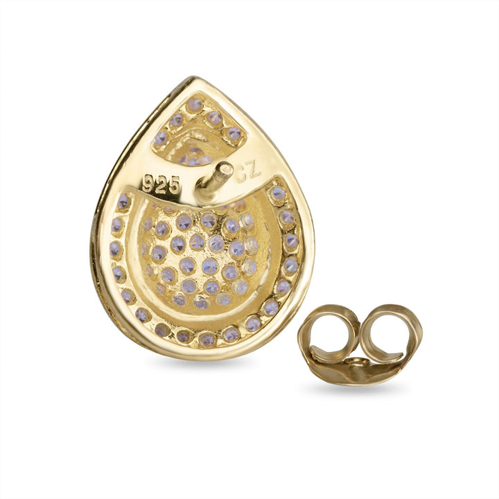 Gold Plated Pear Shaped CZ Stud Earrings