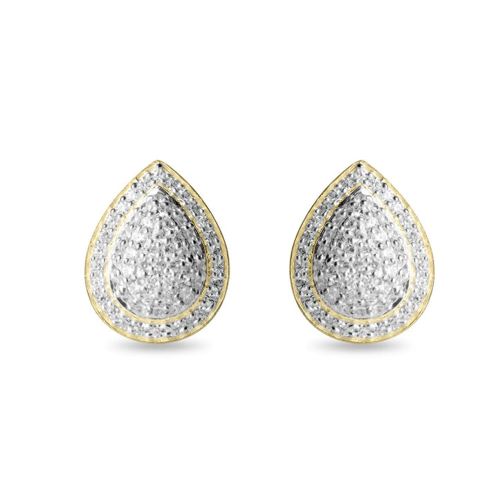 Gold Plated Pear Shaped CZ Stud Earrings