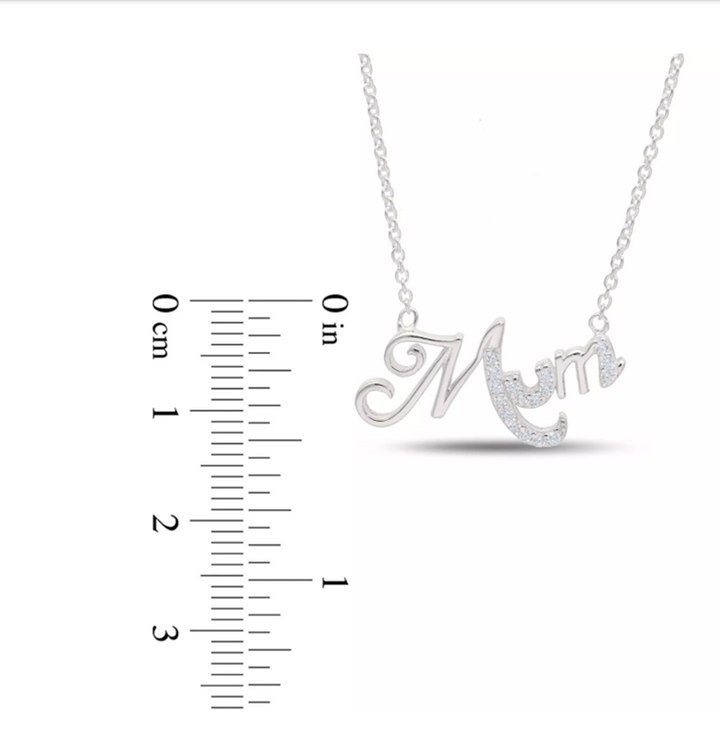 Sterling Silver Mum Pendant with Cubic Zirconia for Mothers Day