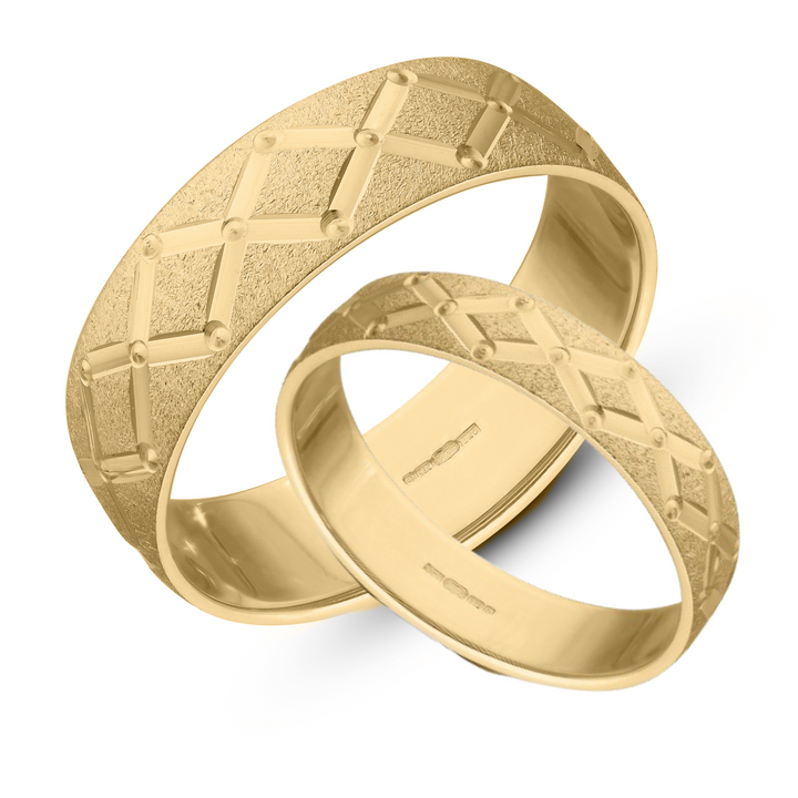 9ct Gold Wedding Rings Set, Gold Wedding Bands