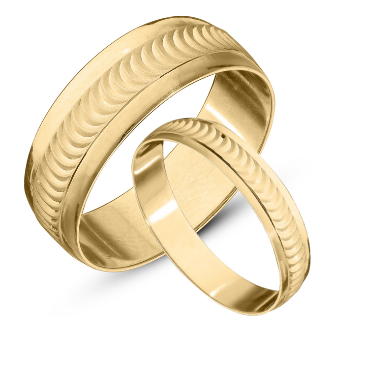 9ct Personalised Yellow or White Gold Wedding Set Rings