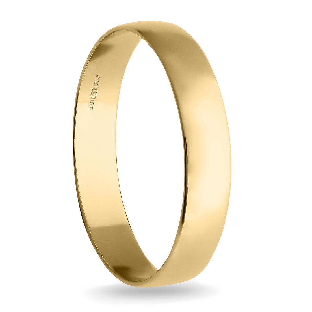 9ct Gold Personalised Bride Simple Wedding Ring, 4mm Sleek Plain Classic Wedding Band in White or Yellow Gold