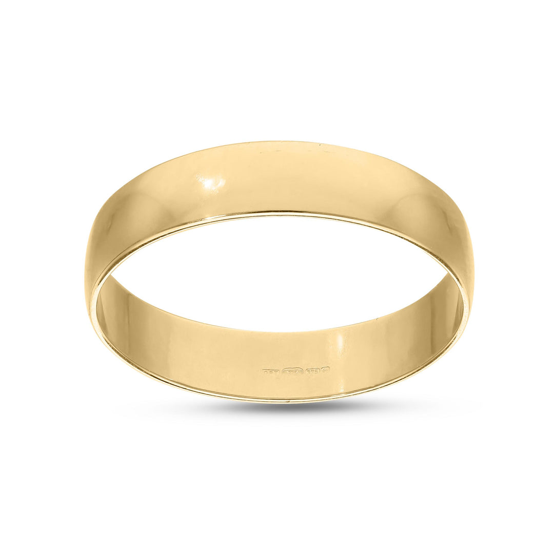 9ct Gold Personalised Bride Simple Wedding Ring, 4mm Sleek Plain Classic Wedding Band in White or Yellow Gold