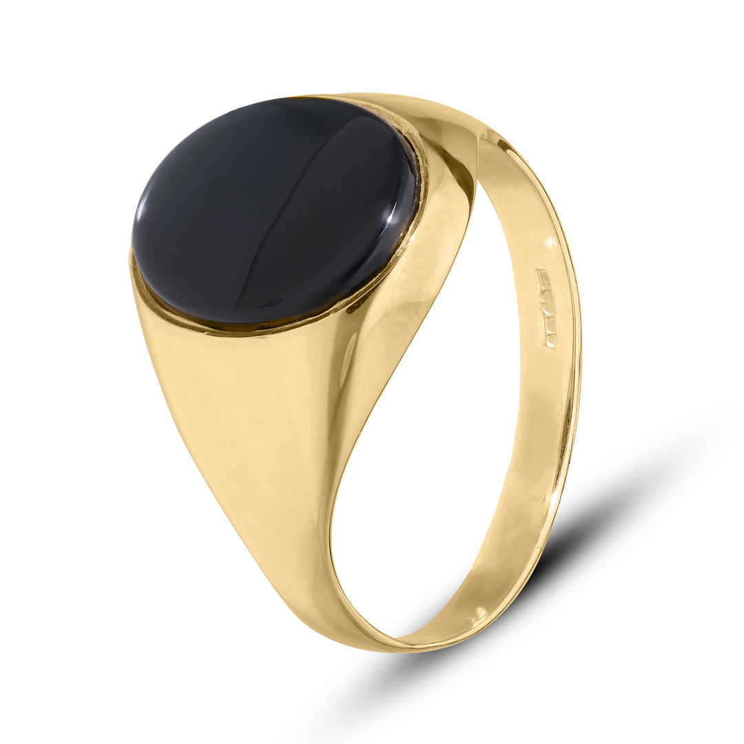 Men's 9-carat Yellow Gold Onyx Signet Ring