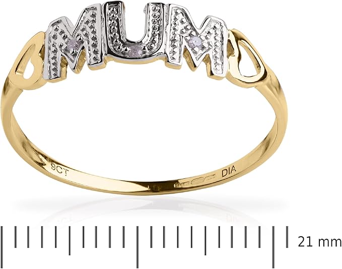 9ct Gold Mum ring with Diamond set, Perfect Gift for Mother's Day
