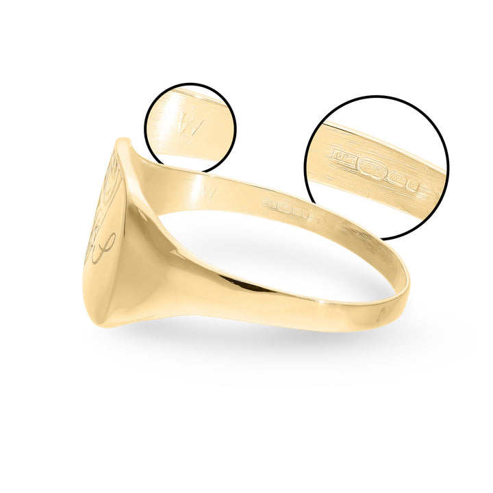 Gentlemen's 9-carat Gold Initial Signet Ring with Embossed Cushion Design