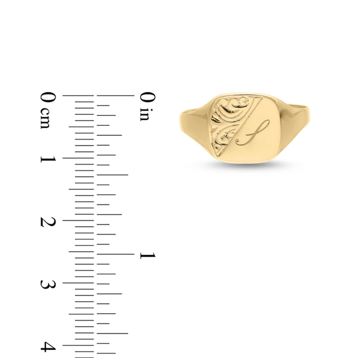 Gentlemen's 9-carat Gold Initial Signet Ring with Embossed Cushion Design