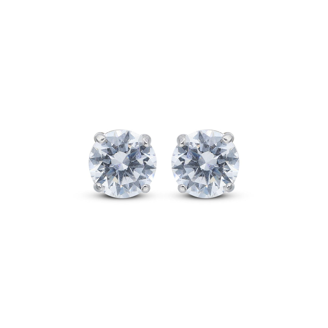 9ct White Gold Round 4mm CZ Stud Earrings