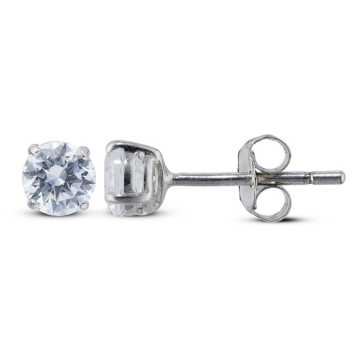 9ct White Gold Round 4mm CZ Stud Earrings