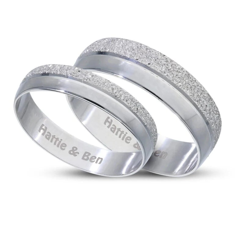 Customised 9ct Yellow or White Gold Moon Dust Wedding Ring Set