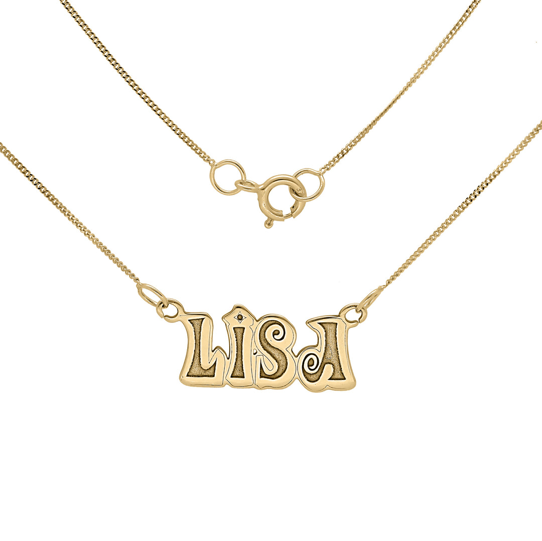 9ct Personalised Name Necklace – Bold All Capital Letter Pendant
