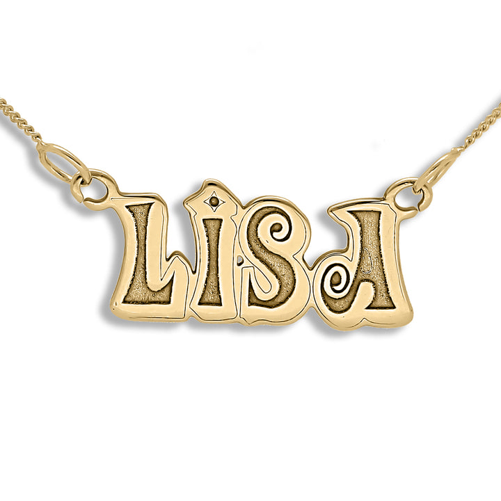 9ct Personalised Name Necklace – Bold All Capital Letter Pendant
