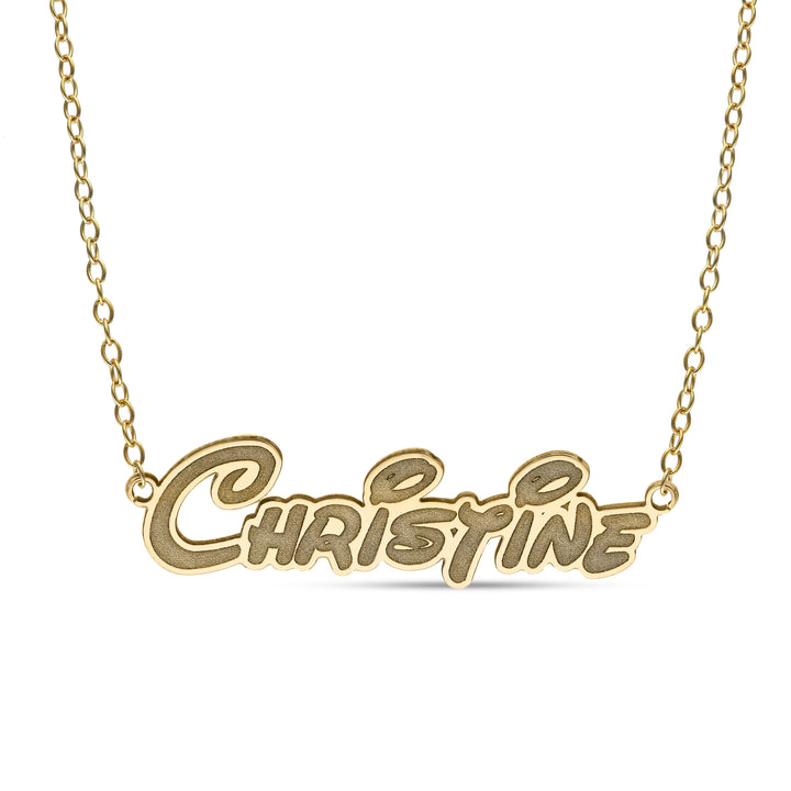 Personalised 9ct Yellow Gold Neverland Font Name Necklace