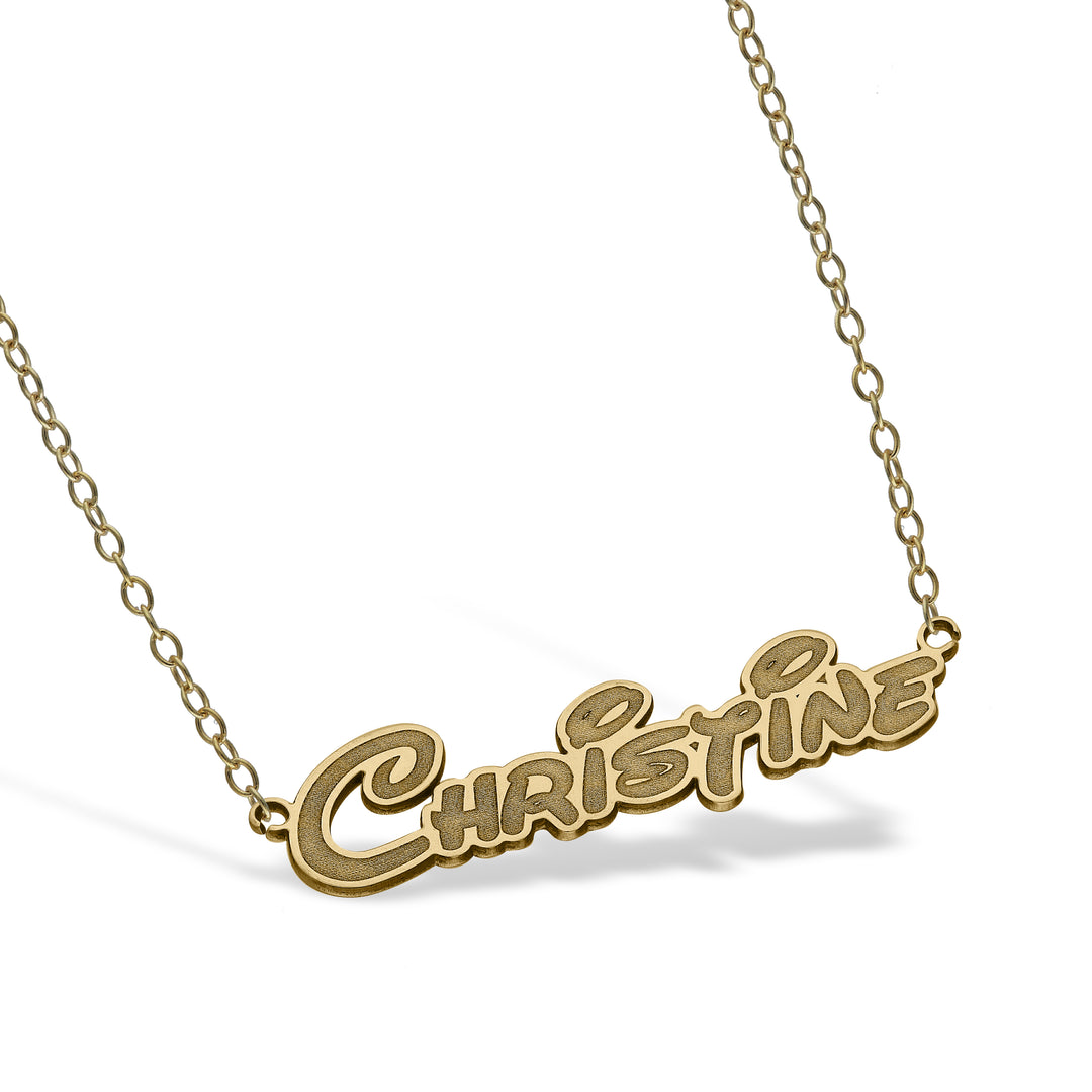 Personalised 9ct Yellow Gold Neverland Font Name Necklace