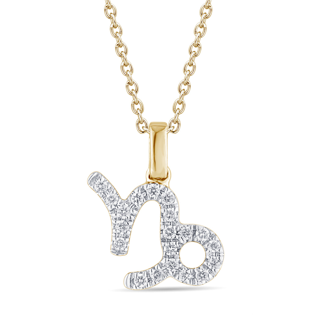 9ct Gold Zodiac Sign Pendant, Astrology Necklace with Diamond