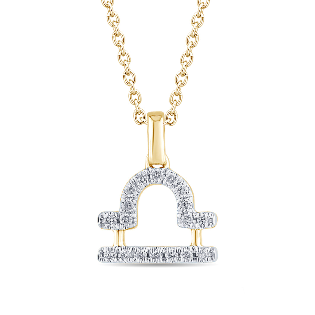 9ct Gold Zodiac Sign Pendant, Astrology Necklace with Diamond