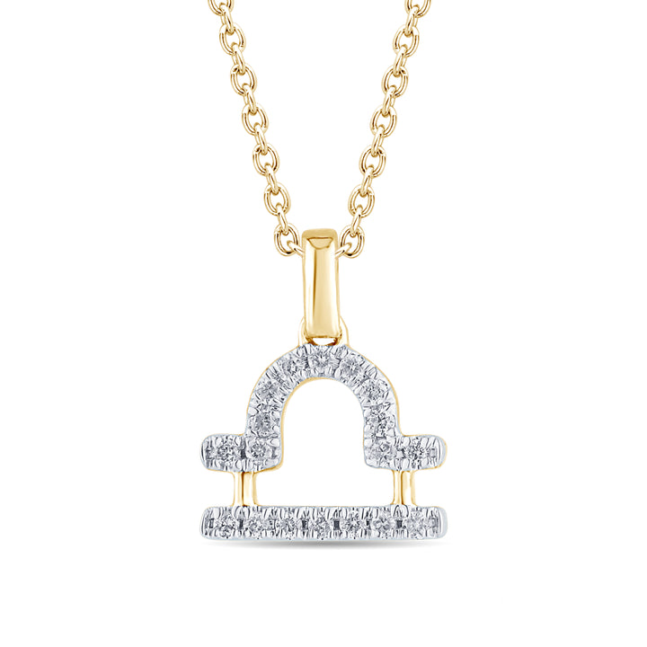 9ct Gold Zodiac Sign Pendant, Astrology Necklace with Diamond