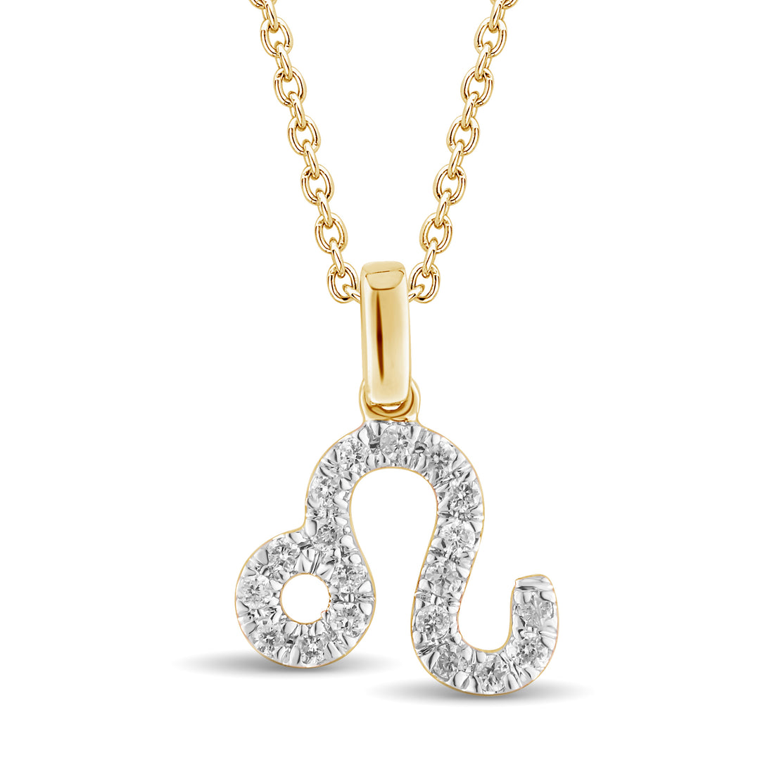 9ct Gold Zodiac Sign Pendant, Astrology Necklace with Diamond
