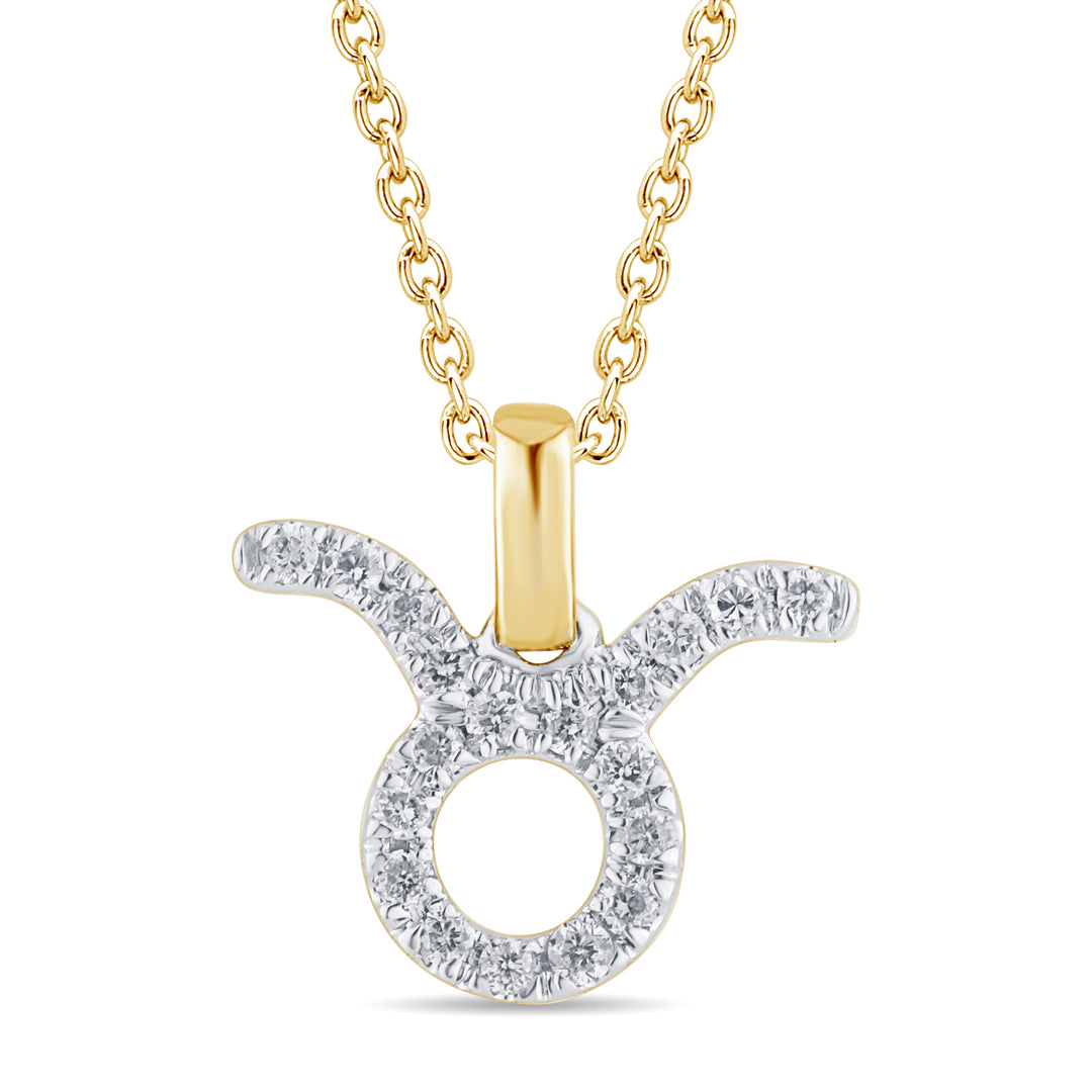 9ct Gold Zodiac Sign Pendant, Astrology Necklace with Diamond