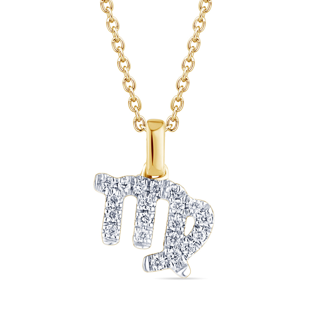9ct Gold Zodiac Sign Pendant, Astrology Necklace with Diamond
