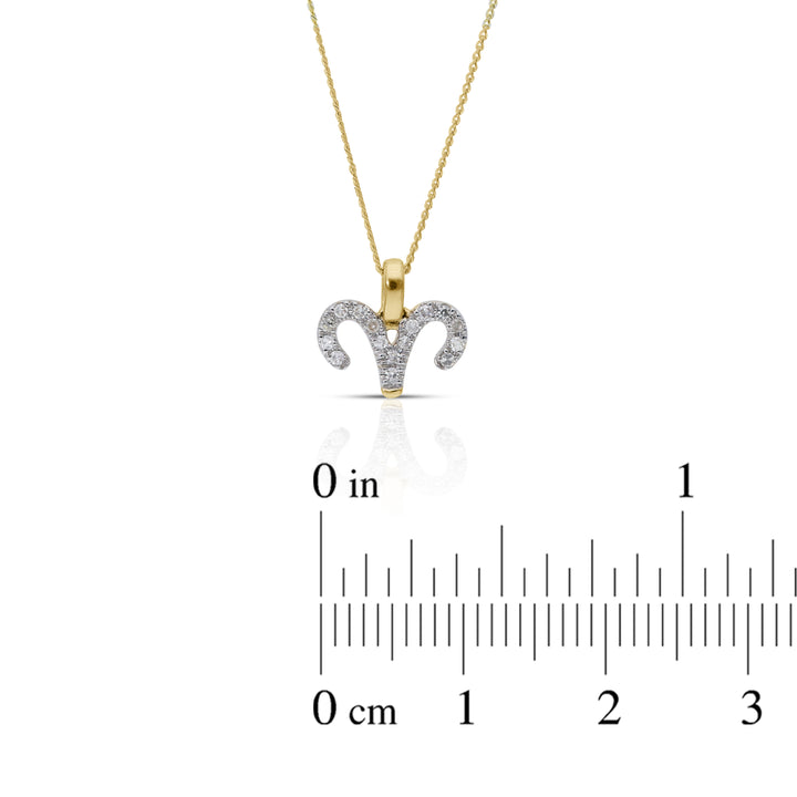 9ct Gold Zodiac Sign Pendant, Astrology Necklace with Diamond