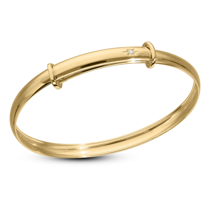 Children's 9ct Gold Diamond Star Baby Bangle (0-1 yrs)