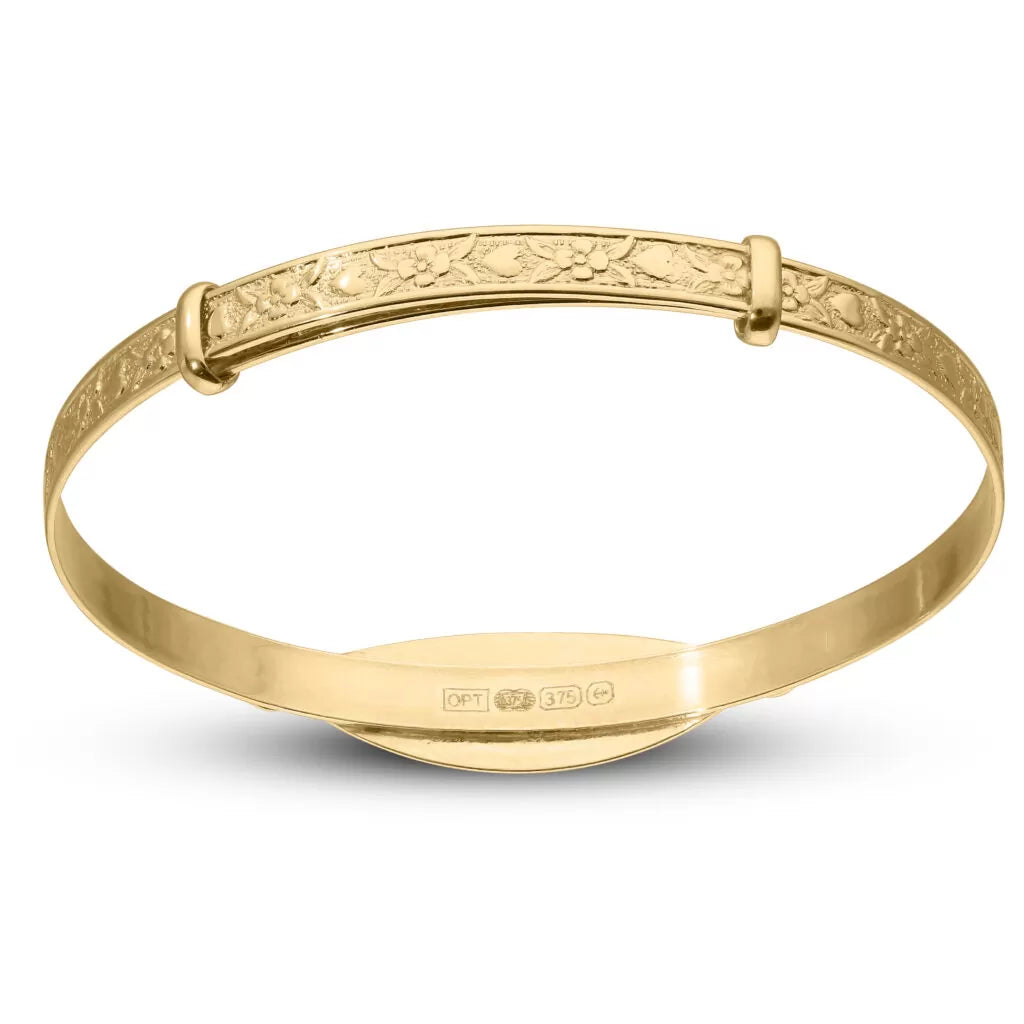 Children's 9-carat Gold ID Bangle with Diamond Cut (0–1 years)