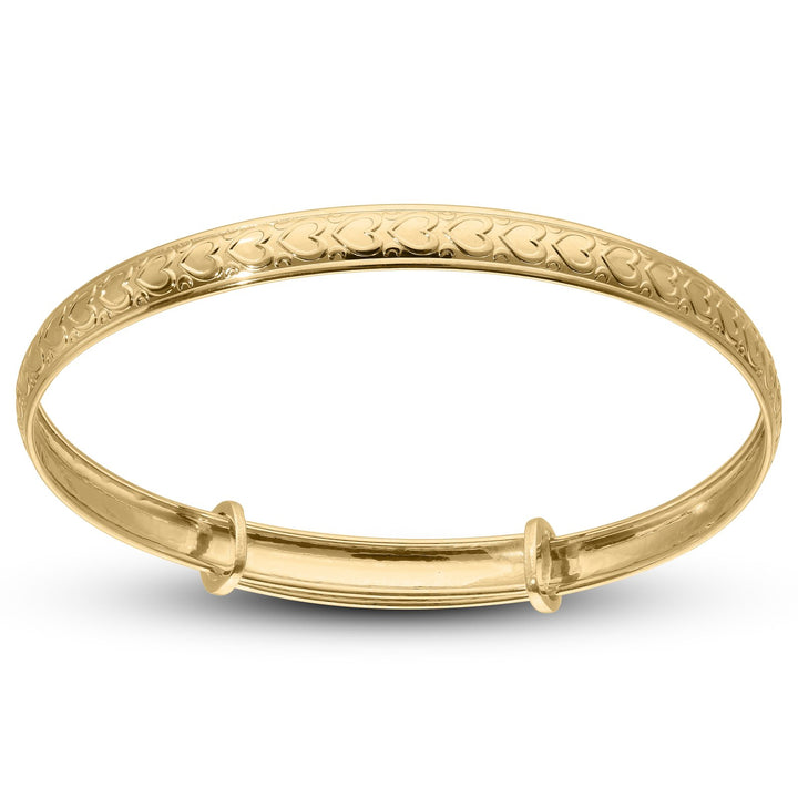 Children's 9ct Gold Heart Patterned Bangle (1-3 years)