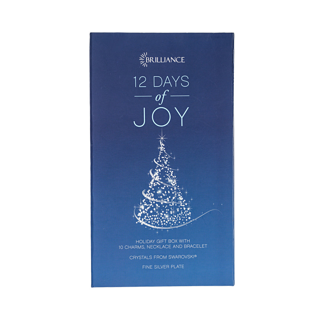 12 Days of Joy Advent Calendar – Christmas Gift with Swarovski Crystals, Charm Bracelet & Necklace