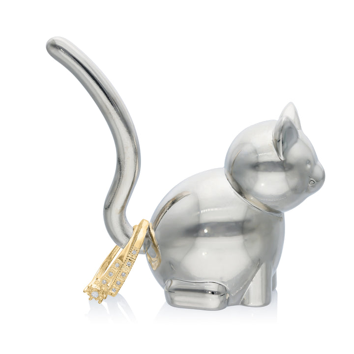 Elegant Silver Ring Holder in Animal Shape – Elephant or Cat Design
