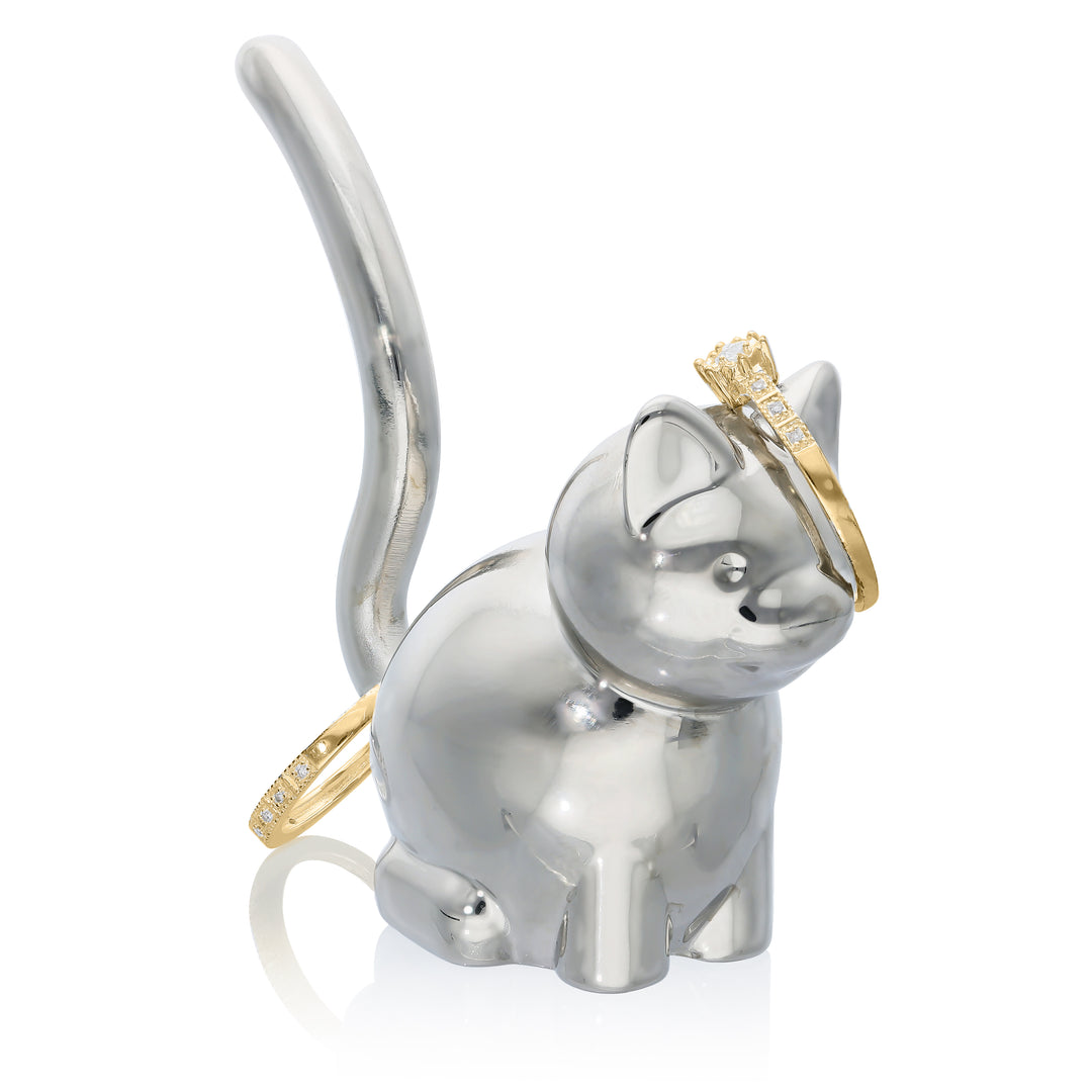 Elegant Silver Ring Holder in Animal Shape – Elephant or Cat Design