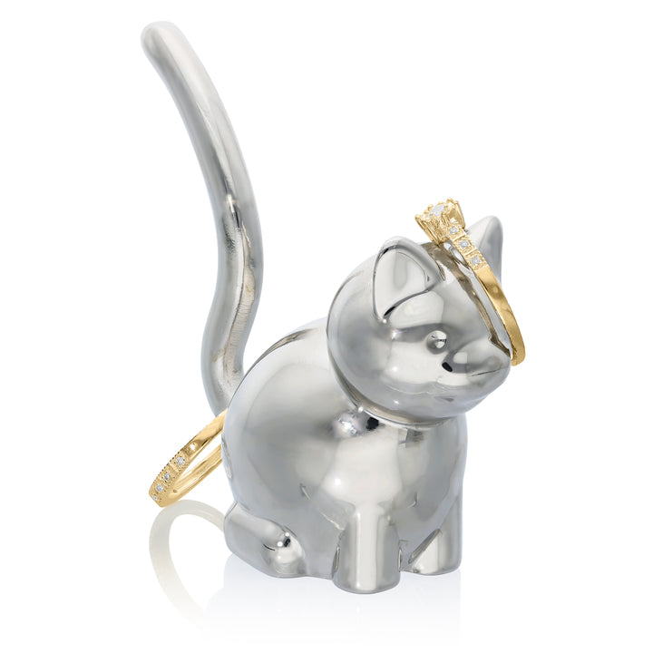 Elegant Silver Ring Holder in Animal Shape – Elephant or Cat Design