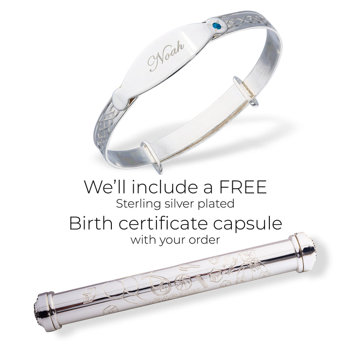 Personalised Baby Bangle with Birth Certificate Holder, Kids Jewellery Set (0-1 yrs)