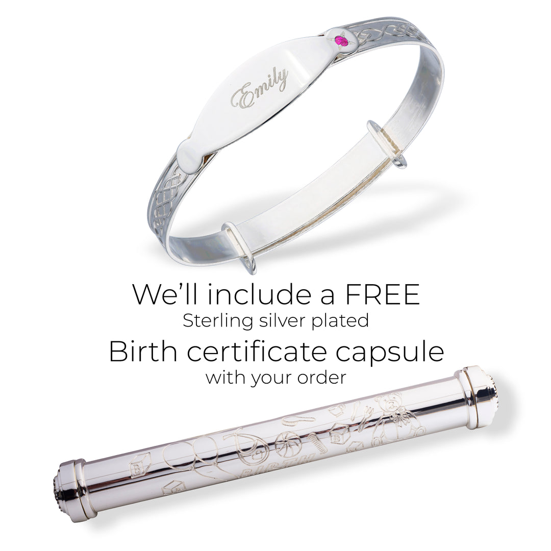 Personalised Baby Bangle with Birth Certificate Holder, Kids Jewellery Set (0-1 yrs)