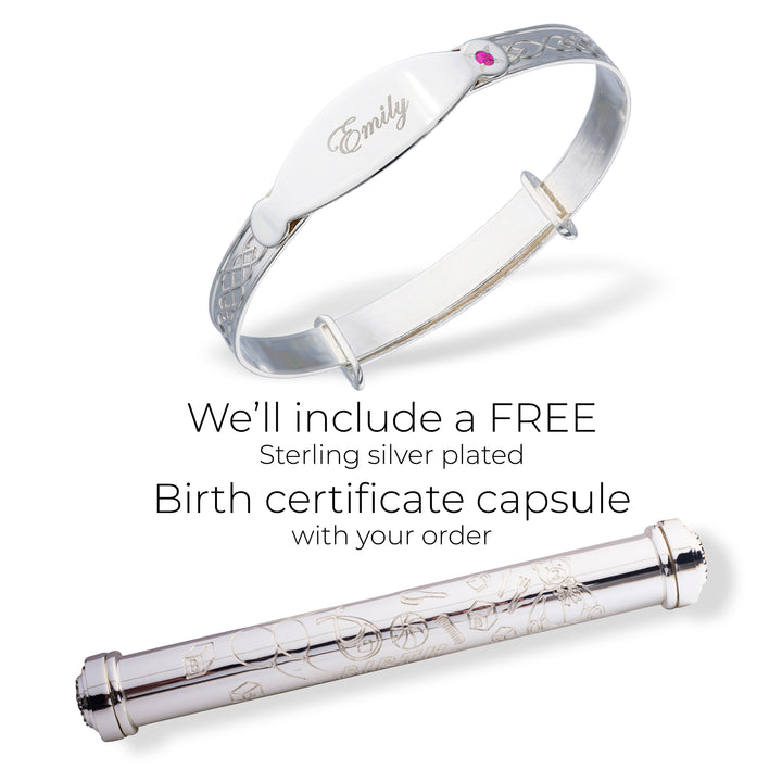 Personalised Baby Bangle with Birth Certificate Holder, Kids Jewellery Set (0-1 yrs)