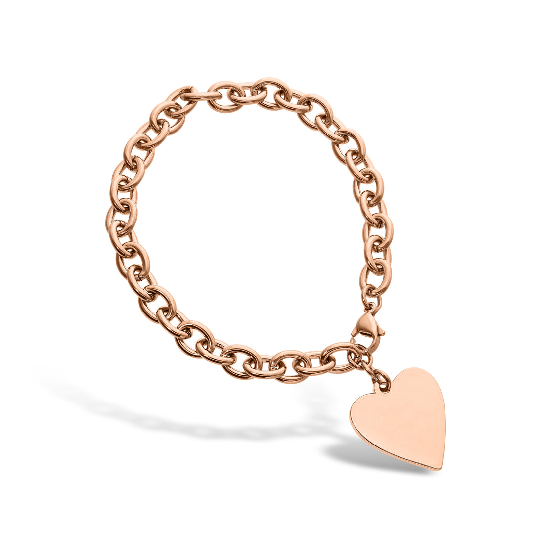 Heart Charm Chain Bracelet – Gold, Silver and Rose Gold