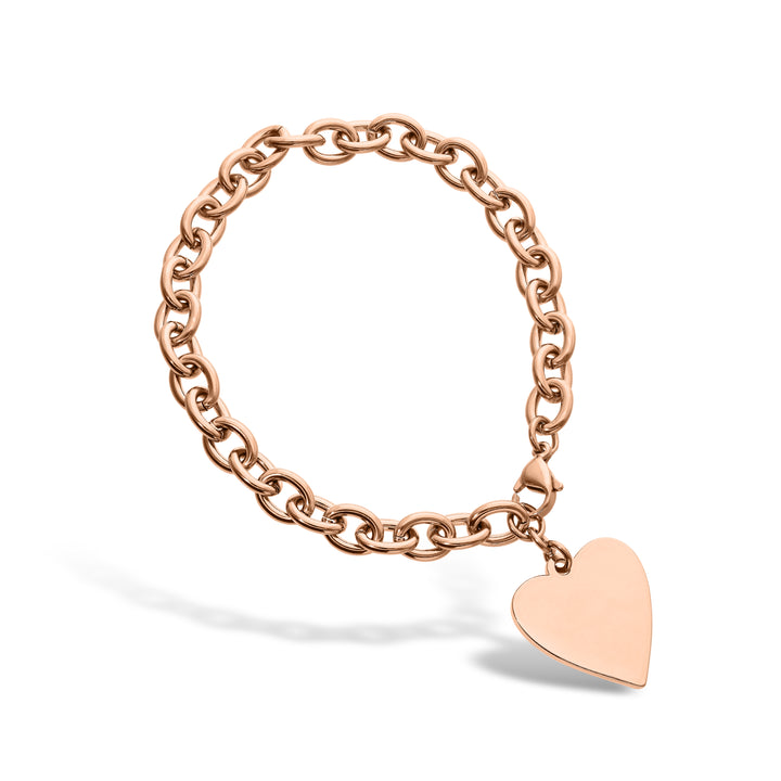 Heart Charm Chain Bracelet – Gold, Silver and Rose Gold