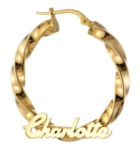 Personalised 9ct Gold Twisted Hoop Earrings