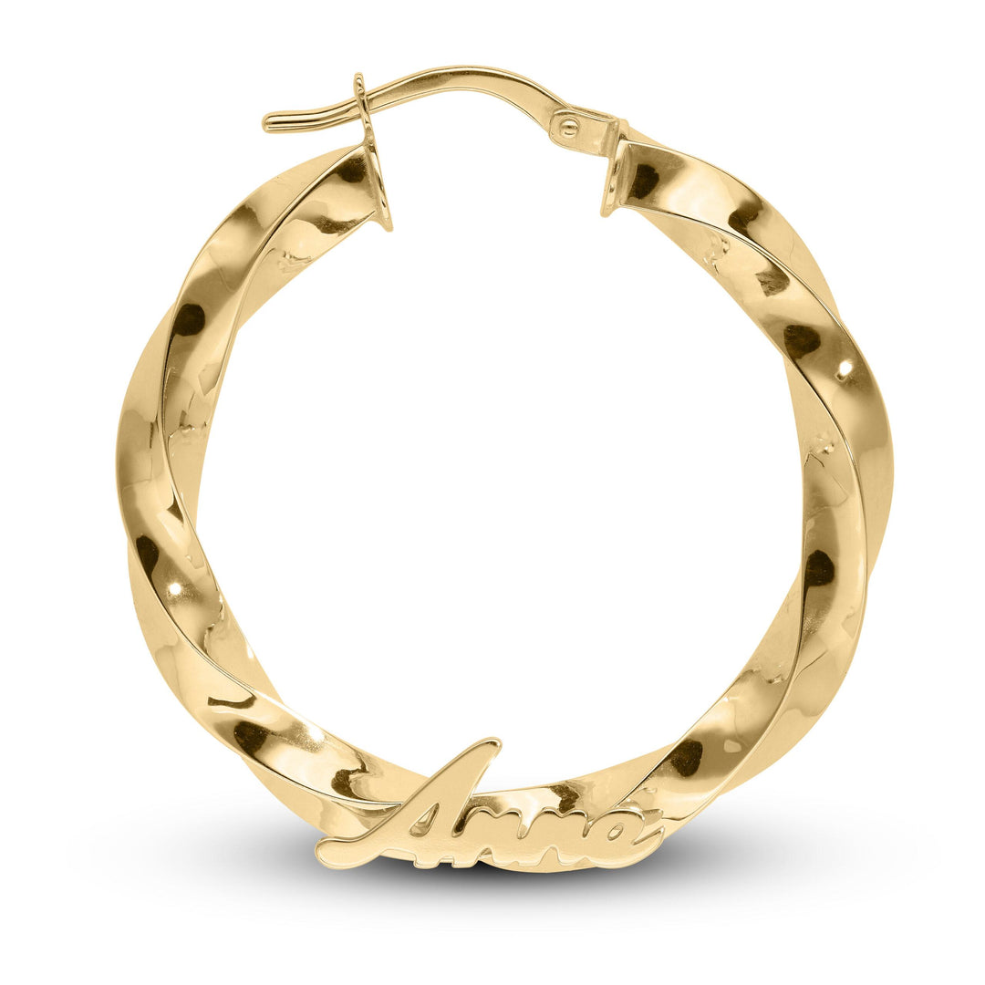 Personalised 9ct Gold Twisted Hoop Earrings