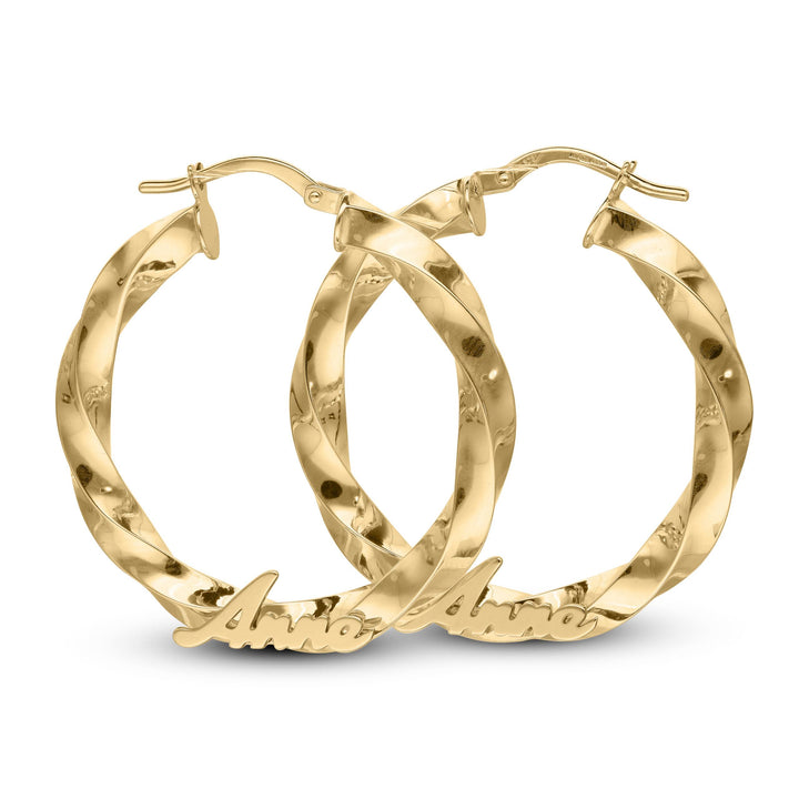 Personalised 9ct Gold Twisted Hoop Earrings