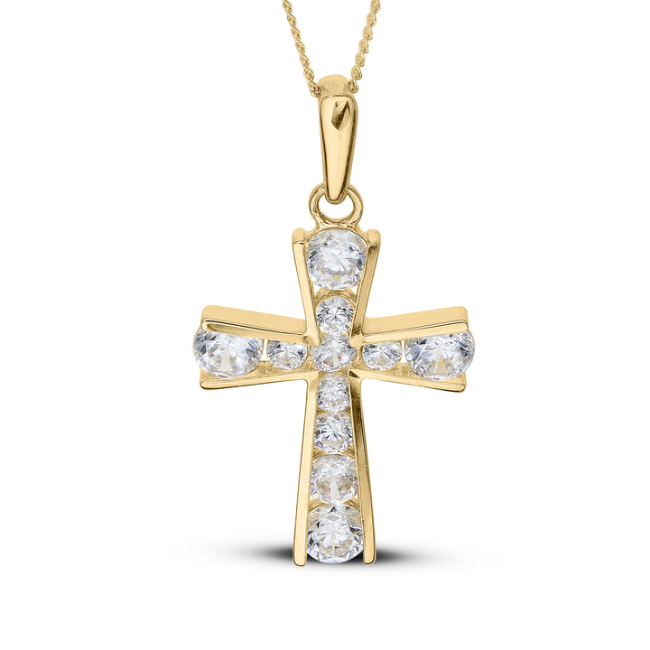 9ct Gold Delicate Kids Cross Pendant with Cubic Zirconia – Perfect for Communion or Confirmation