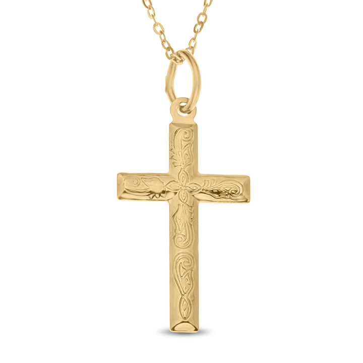9ct Gold Cross Pendant – Religious Necklace for Communion, Confirmation, Kids & Adults