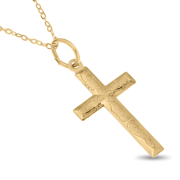 9ct Gold Cross Pendant – Religious Necklace for Communion, Confirmation, Kids & Adults