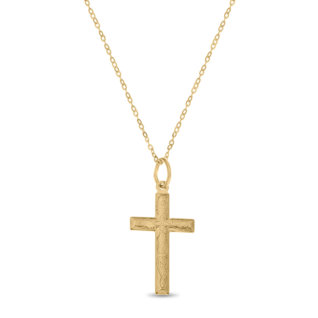 9ct Gold Cross Pendant – Religious Necklace for Communion, Confirmation, Kids & Adults