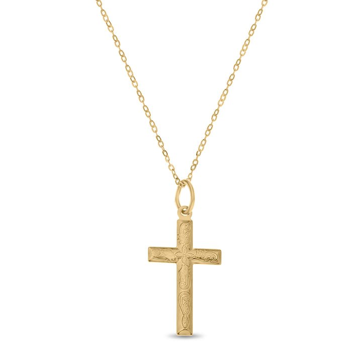 9ct Gold Cross Pendant – Religious Necklace for Communion, Confirmation, Kids & Adults