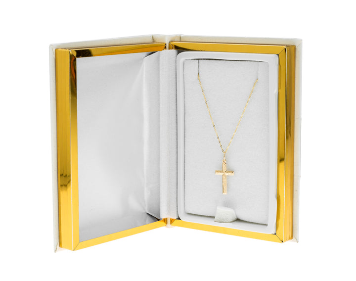 9ct Gold Cross Pendant – Religious Necklace for Communion, Confirmation, Kids & Adults