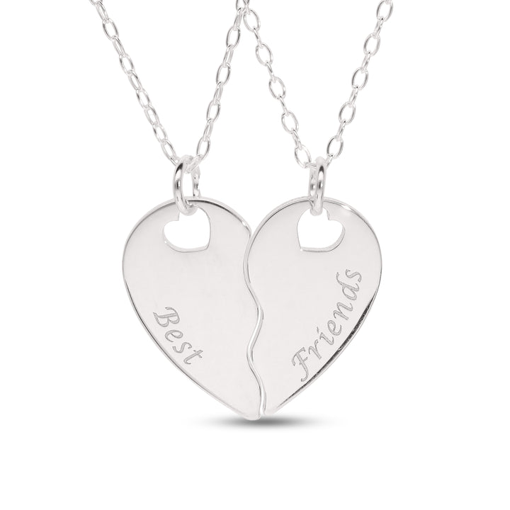 Personalised Friendship Necklace – 2 Hearts Pendant for Best Friends or Girlfriend – Custom Gift for Her