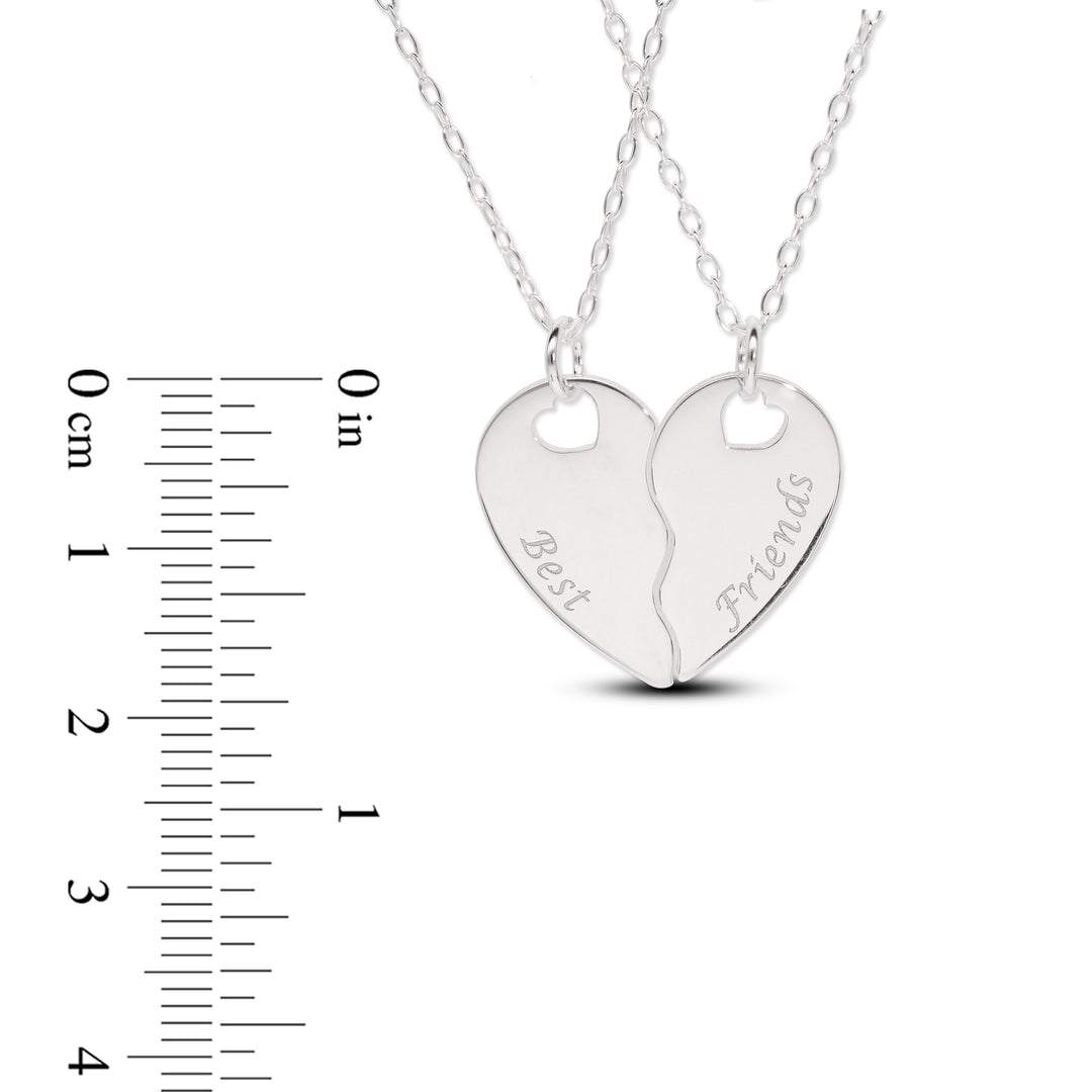 Personalised Friendship Necklace – 2 Hearts Pendant for Best Friends or Girlfriend – Custom Gift for Her
