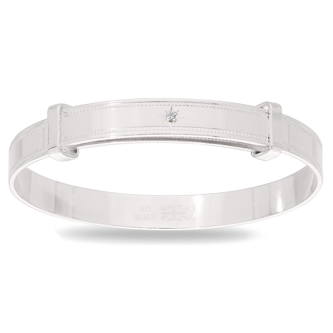 Children's Silver Diamond Star Bangle (0-3 years)