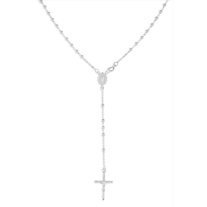 925 Sterling Silver ROSARY Beaded Necklace with Cross Pendant - Perfect for Communion, Confirmation, and Religious Ceremonies